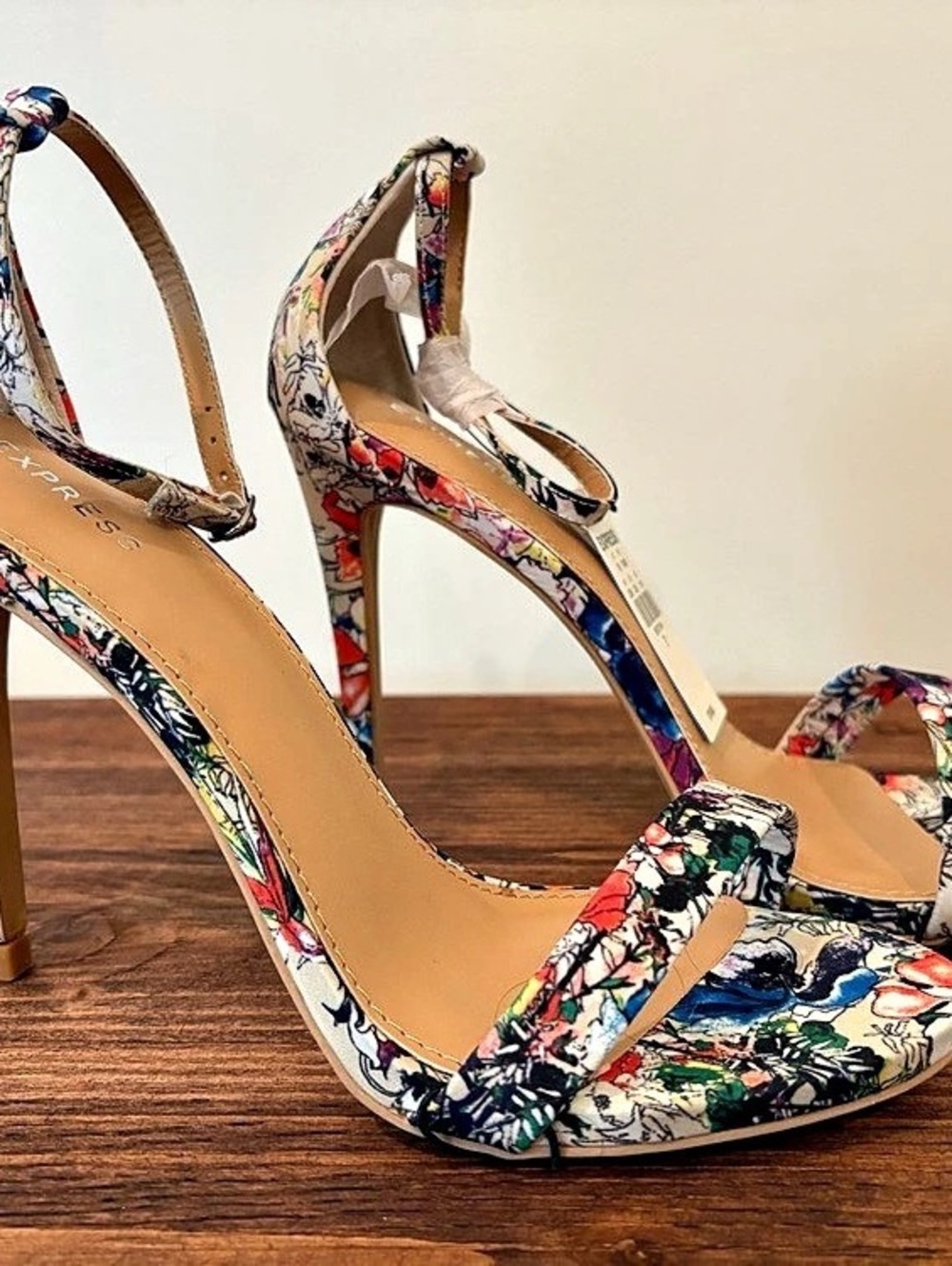 Express Floral Print Strappy Heels US 7